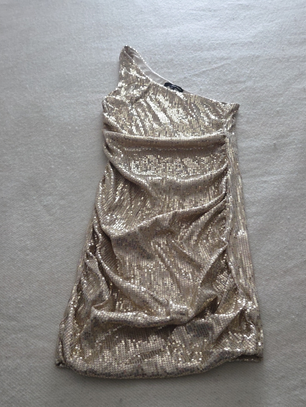 One-Shoulder Sequin Cocktail Dress in Gold